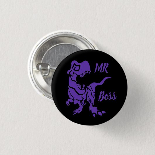 Paarse Trex de baas Dino Ronde Button 3,2 Cm (Voorkant /achterkant)
