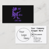 Paarse Trex de baas Dino Visitekaartje (Voorkant / Achterkant)