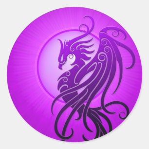 Paarse Tribal Phoenix Ronde Sticker