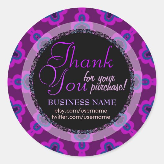 Paarse Tribal Star Business Dank u Sticker (Voorkant)