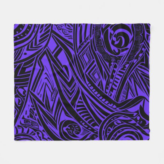 Paarse tribale Abstract Fleece Deken (Voorkant (Horizontaal))