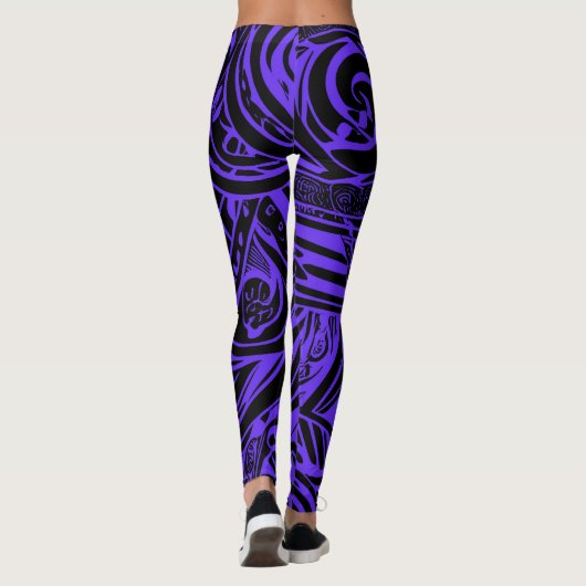 Paarse tribale Abstract Leggings (Achterkant)