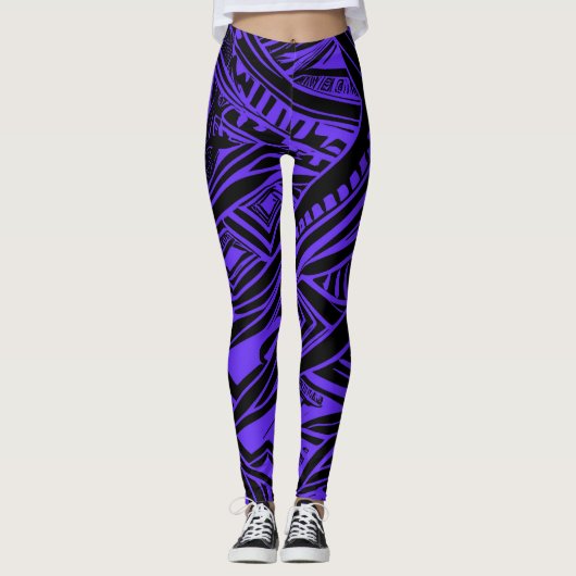 Paarse tribale Abstract Leggings (Voorkant)