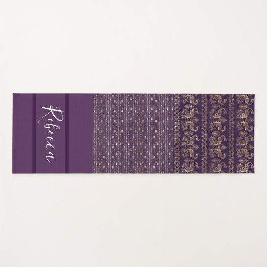 Paarse tribale monogram naam Yoga Mats Yogamat (Voorkant (horizontaal))