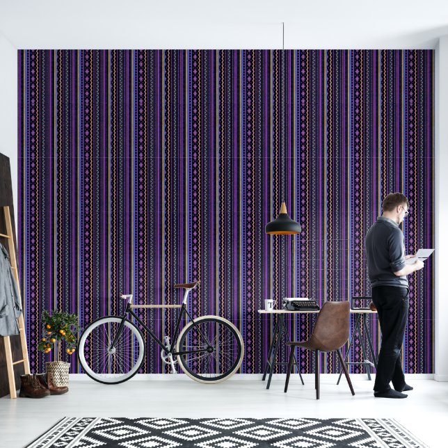 Paarse tribale ontwerp behang (Woonkamer)