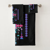 Paarse tribale vormgeving bad handdoek (Insitu)