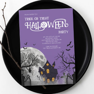 Paarse Trick or Treat Halloween Kostuum Feest Kaart