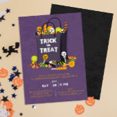 Paarse Trick or treat Kinder Kostuumfeest Uitnodig Kaart