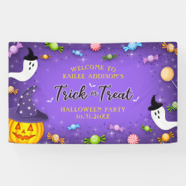 Paarse Trick or treat Kinder partij Halloween Snoe Spandoek