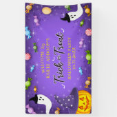 Paarse Trick or treat Kinder partij Halloween Snoe Spandoek (Verticaal)