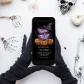 Paarse Trick or treat Spooktacular Halloween Party Kaart