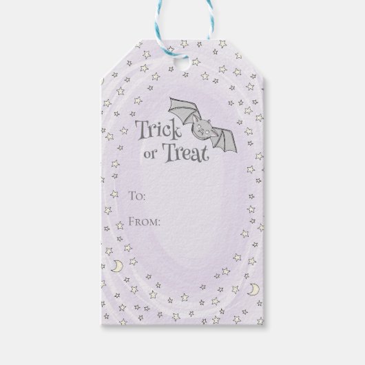 Paarse Trick or treat VAN Baby Halloween Cadeaulabel (Voorkant)