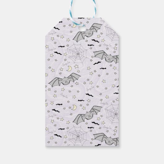 Paarse Trick or treat VAN Baby Halloween Cadeaulabel (Achterkant)