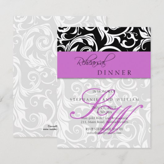 Paarse trilmonogram repetitie binnenste Kaart (Voorkant / Achterkant)