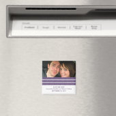 Paarse Triple Stripe Foto Save the Date Magnet (Insitu (Vaatwasser))
