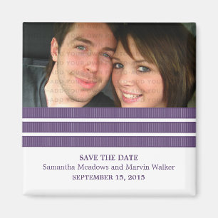 Paarse Triple Stripe Foto Save the Date Magnet