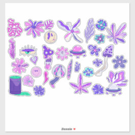 Paarse Trippy Psychedelic Mushroom Sticker