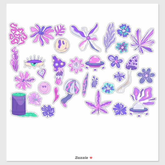 Paarse Trippy Psychedelic Mushroom Sticker (Vel)