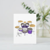Paarse trommelkit: briefkaart (Staand voorkant)