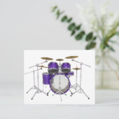 Paarse trommelkit: briefkaart (Staand voorkant)