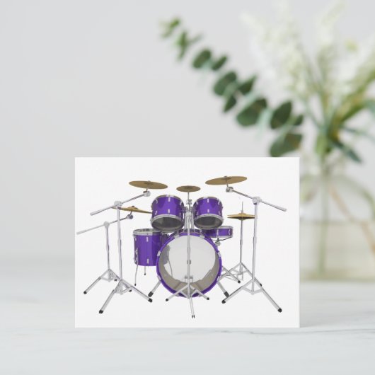 Paarse trommelkit: briefkaart (Staand voorkant)