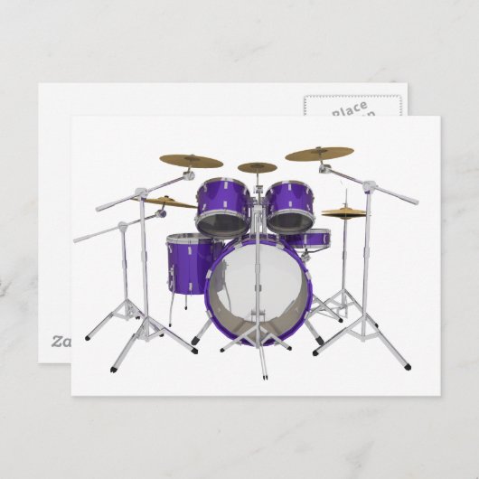 Paarse trommelkit: briefkaart (Voorkant / Achterkant)