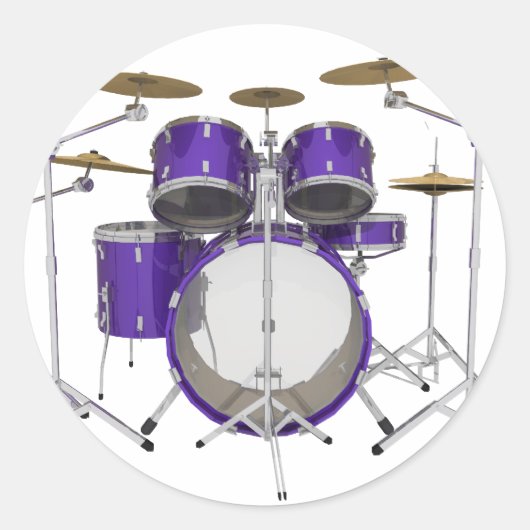 Paarse trommelkit: ronde sticker (Voorkant)