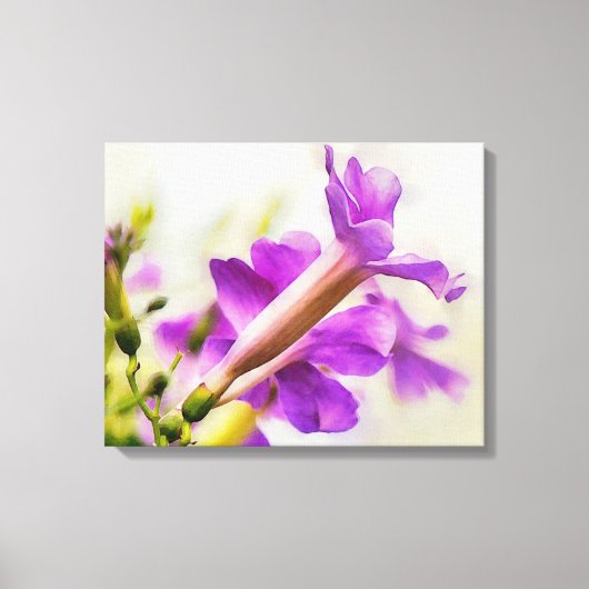 Paarse Trompet Bloem Waterverf Art Canvas Print (Voorkant)