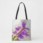 Paarse Trompet Bloem Waterverf Art Canvas tas (Voorkant)