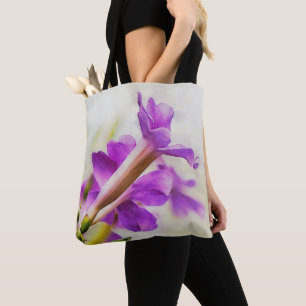 Paarse Trompet Bloem Waterverf Art Canvas tas