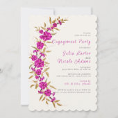 Paarse trompet wijnstok bloem tuin verlovingsfeest kaart (Voorkant)