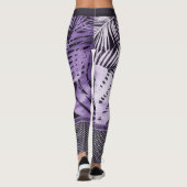 Paarse tropische bladeren glitter & quote stijlvol leggings (Achterkant)