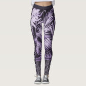 Paarse tropische bladeren glitter & quote stijlvol leggings (Voorkant)