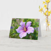 Paarse Tropische Bloem Bloemen Kunst Nota Kaart (Gele Bloem)