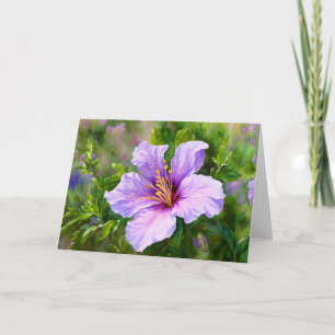 Paarse Tropische Bloem Bloemen Kunst Nota Kaart