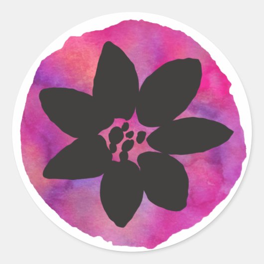 Paarse Tropische Bloem Ronde Sticker (Voorkant)