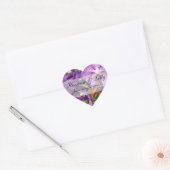 Paarse Tropische Bloemen Aangepaste bruiloft Hart Sticker (Envelop)