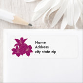 Paarse tropische bloemen label (Insitu)