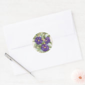 Paarse Tropische Bloemen Schilderen - Multi Ronde Sticker (Envelop)