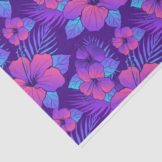Paarse tropische bloemen tissuepapier (Detail)
