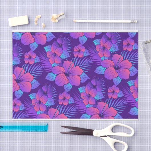 Paarse tropische bloemen tissuepapier (Craft)