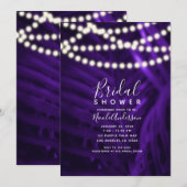 Paarse Tropische palmbladeren en lampjes Vrijgezel Kaart (Voorkant / Achterkant)