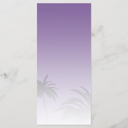 Paarse tropische palmboom Beach Weddenschap Menu (Achterkant)
