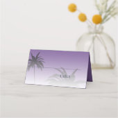 Paarse tropische palmboom Beach Weddenschap Plaatskaartje (Achterkant)