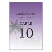 Paarse Tropische Palmboom Strand Bruiloft Kaart (Voorkant)