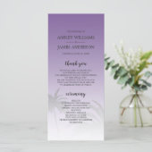 Paarse Tropische Palmboom Strand Bruiloft Programmakaart (Staand voorkant)