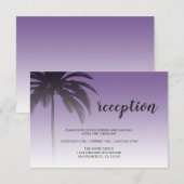 Paarse Tropische Palmboom Strand Trouwreceptie Informatiekaartje (Voorkant / Achterkant)