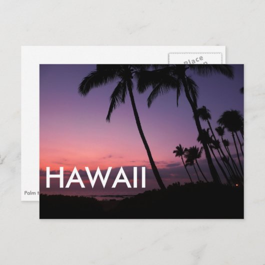 Paarse tropische zonsondergang Hawaï briefkaart (Voorkant / Achterkant)