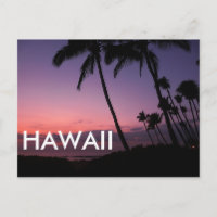 Paarse tropische zonsondergang Hawaï briefkaart