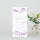 Paarse Trouwceremonie Programma met Vintage Elegan (Staand voorkant)